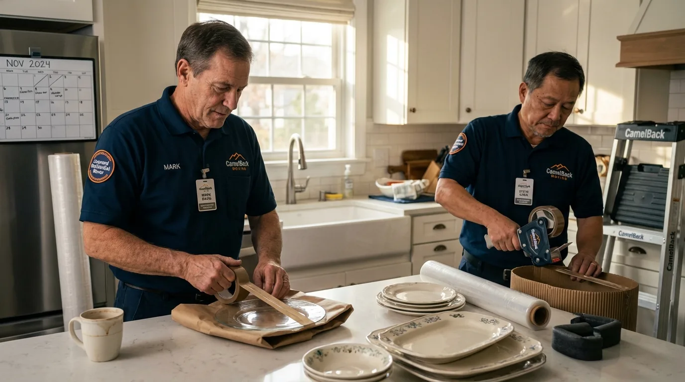Professional crew packing kitchen dishware in Gainesboro, TN